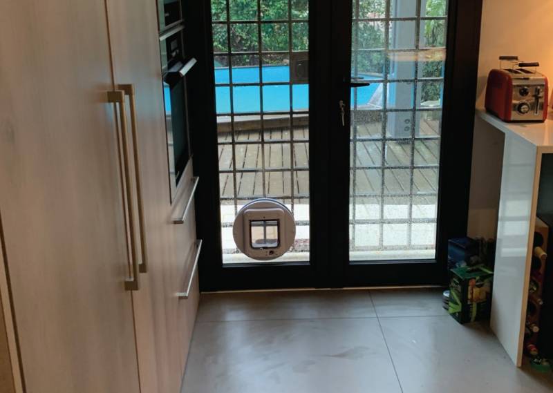 Chatière dans belle porte-fenêtre
